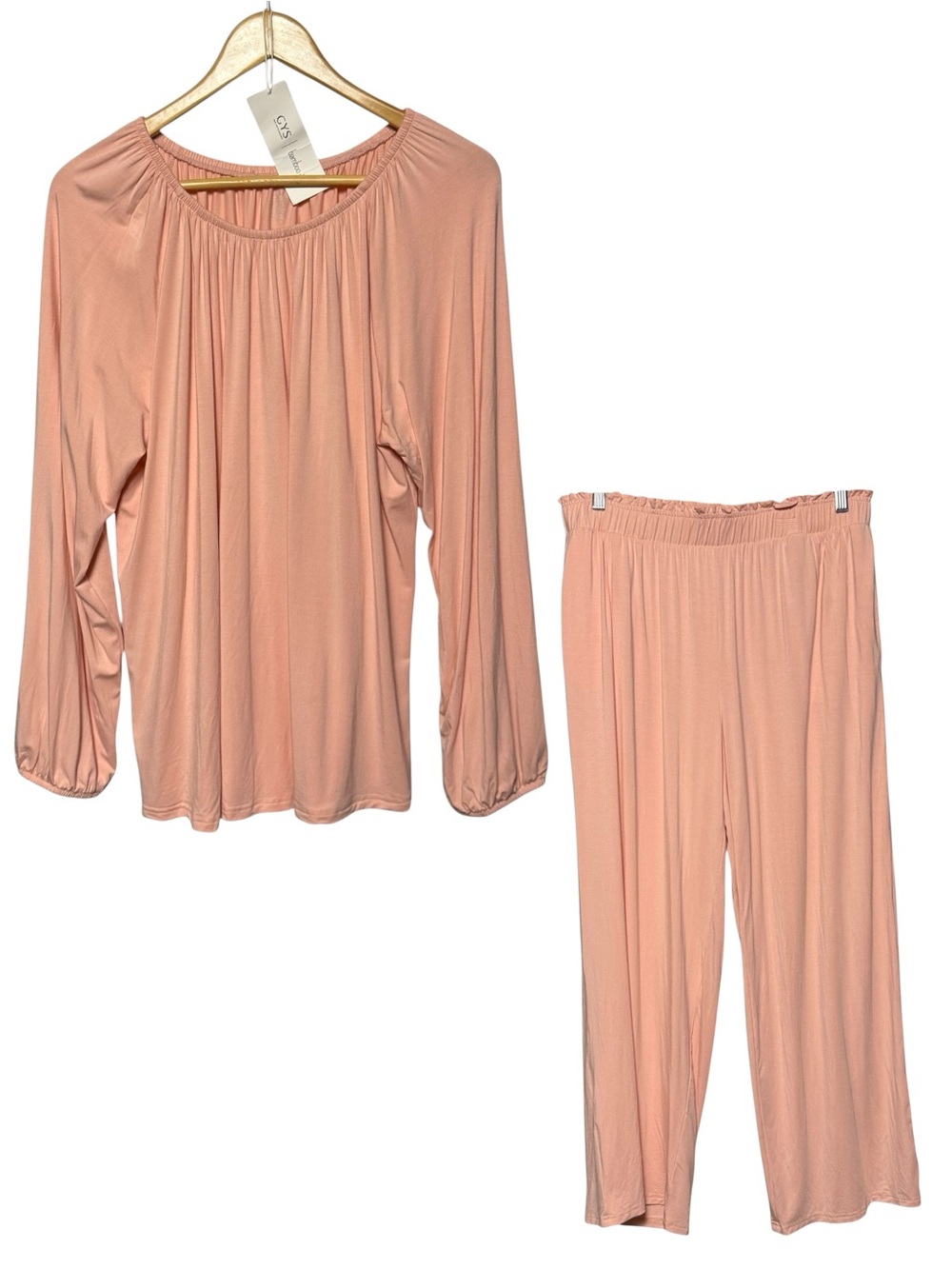GYS blush pink bamboo long-sleeve pajama SET XL NWT